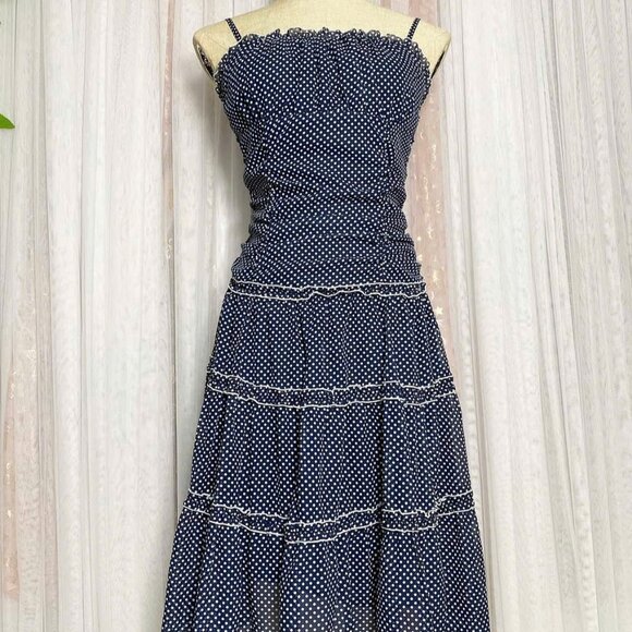 Dresses & Skirts - Vintage Navy Polka Dot Dress